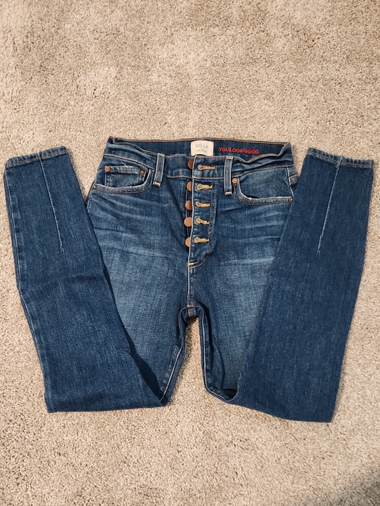 Alice + Olivia Denim - Alice + Olivia Dark Blue High-Rise Button-Fly Skinny Jeans